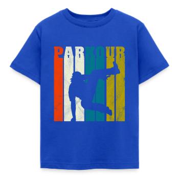 Parkour Shirt Vintage Free Running T-Shirt - Kids' T-Shirt - royal blue - Front - AI Model Kid Female (0cm)