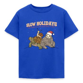 Slow Holidays - Kids' T-Shirt - royal blue - Front - AI Model Kid Female (0cm)