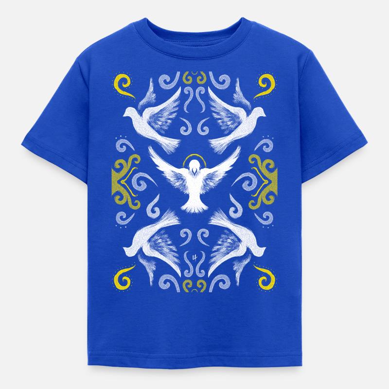 Doves Patterns - Kinder T-Shirt - Royalblau