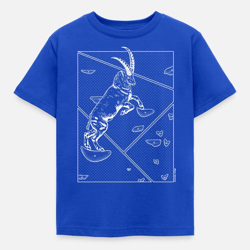 Boulder Steinbock - Weiß - Kinder T-Shirt - Royalblau