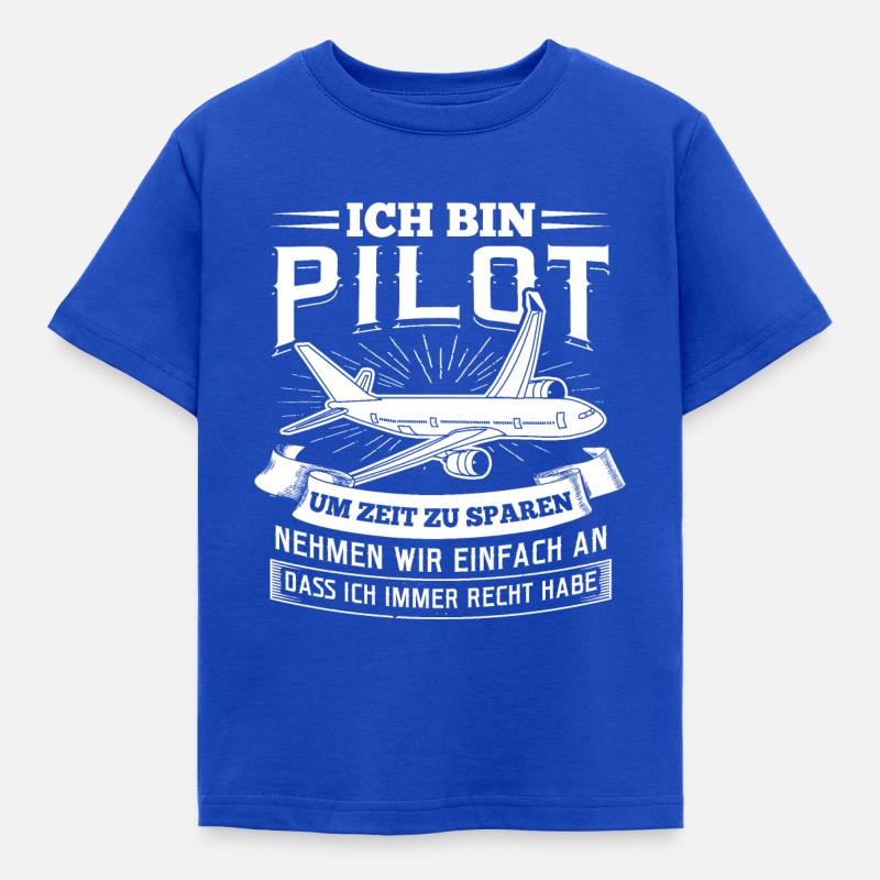 Ich bin Pilot Flugzeug Fliegen Luftfahrt - Kinder T-Shirt - Royalblau