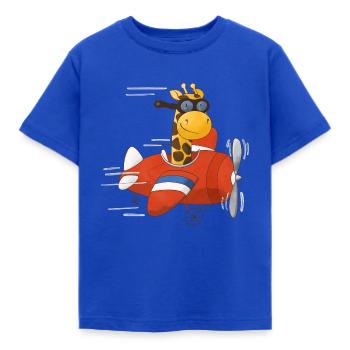 Girafe Pilote Avion Rouge Avion Enfants Motifs - T-shirt Enfant - bleu royal - Devant - AI Model Kid Female (0cm)