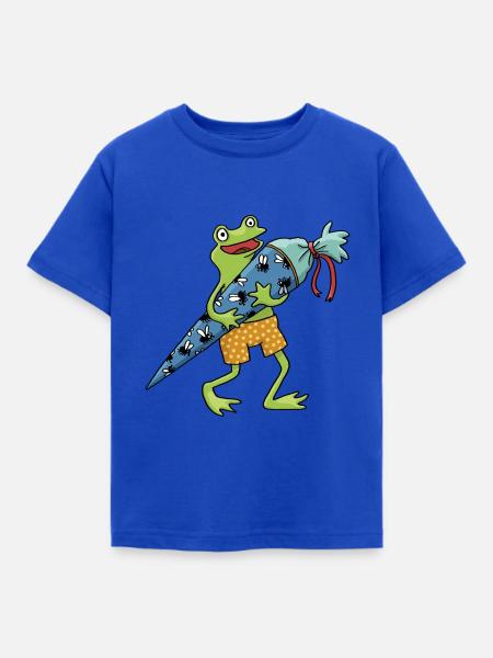 Frosch Schultüte - Kinder T-Shirt - Royalblau
