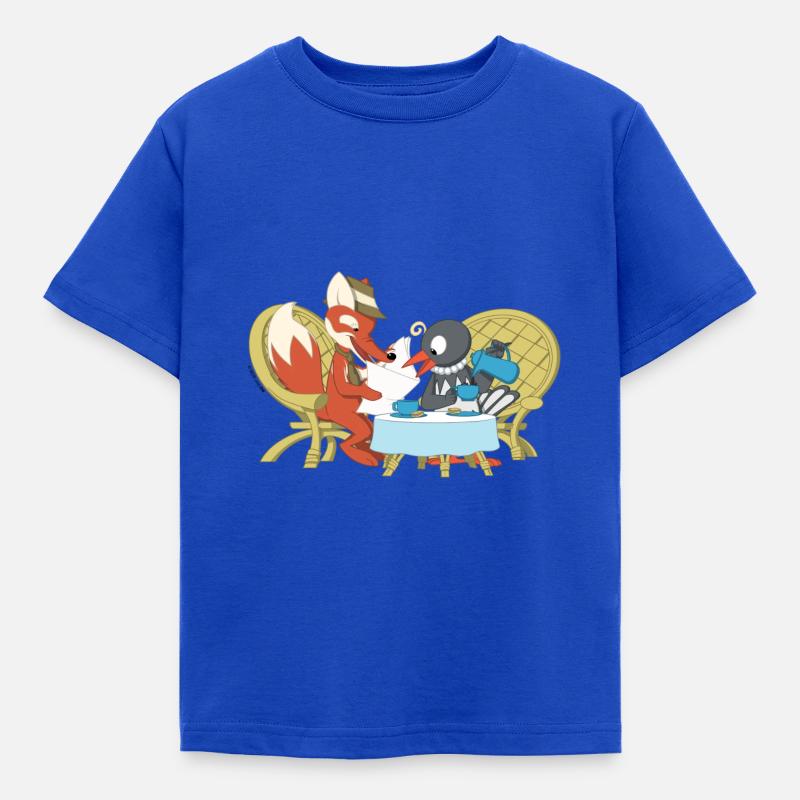 Fuchs und Elster beim Kaffeeklatsch - Kinder T-Shirt - Royalblau