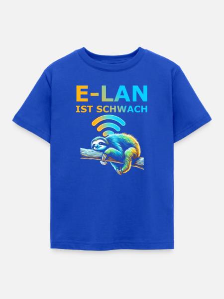 E-Lan ist schwach Faultier - Kinder T-Shirt - Royalblau