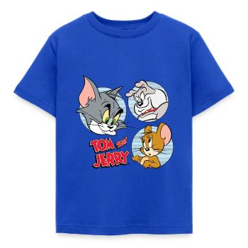 Tom Und Jerry Spike, Tom und Jerry Kacheln - Kinder T-Shirt - Royalblau - Vorne - AI Model Kid Female (0cm)