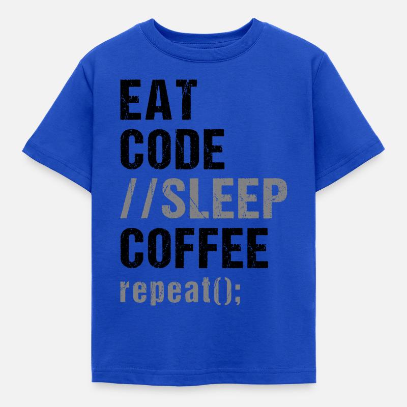 Eat Code Schlaf Kaffee Wiederholung - Kinder T-Shirt - Royalblau