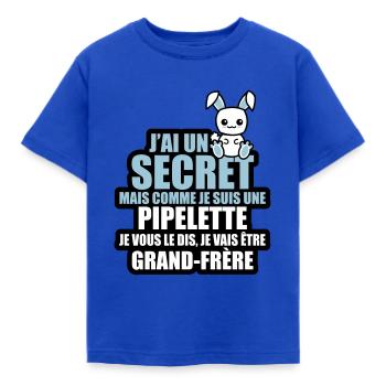 j'ai un secret je vais être grand-frère - T-shirt Enfant - bleu royal - Devant - AI Model Kid Female (0cm)