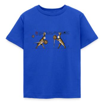 Rabbits dans le livre d’escrime de la Tour - T-shirt Enfant - bleu royal - Devant - AI Model Kid Female (0cm)