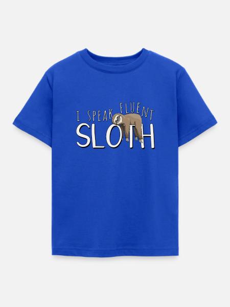 Ich spreche fließend Faultier - Kinder T-Shirt - Royalblau