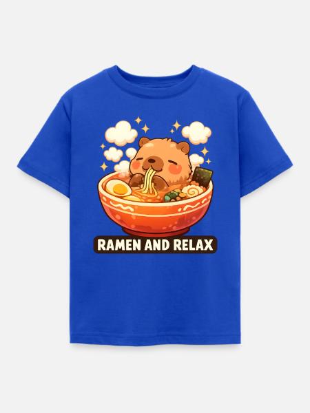 Capybara Ramen and Relax - Kinder T-Shirt - Royalblau