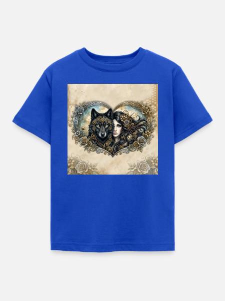 Uhrwerk-Wolfsherz - Kinder T-Shirt - Royalblau