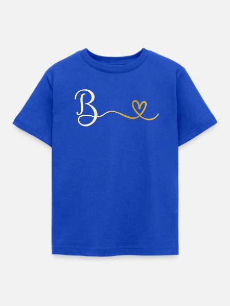 Buchstabe B Monogramm mit Herz - Kinder T-Shirt - Royalblau