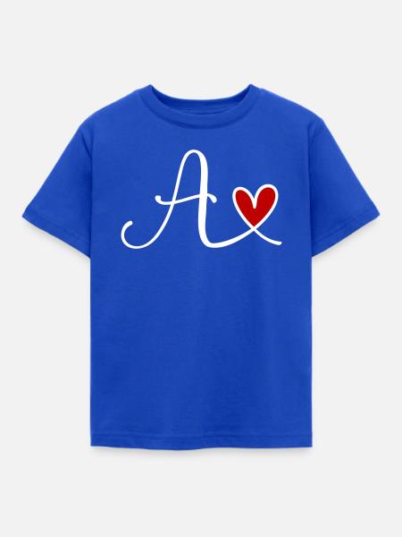 Buchstabe A Monogramm mit Herz - Kinder T-Shirt - Royalblau