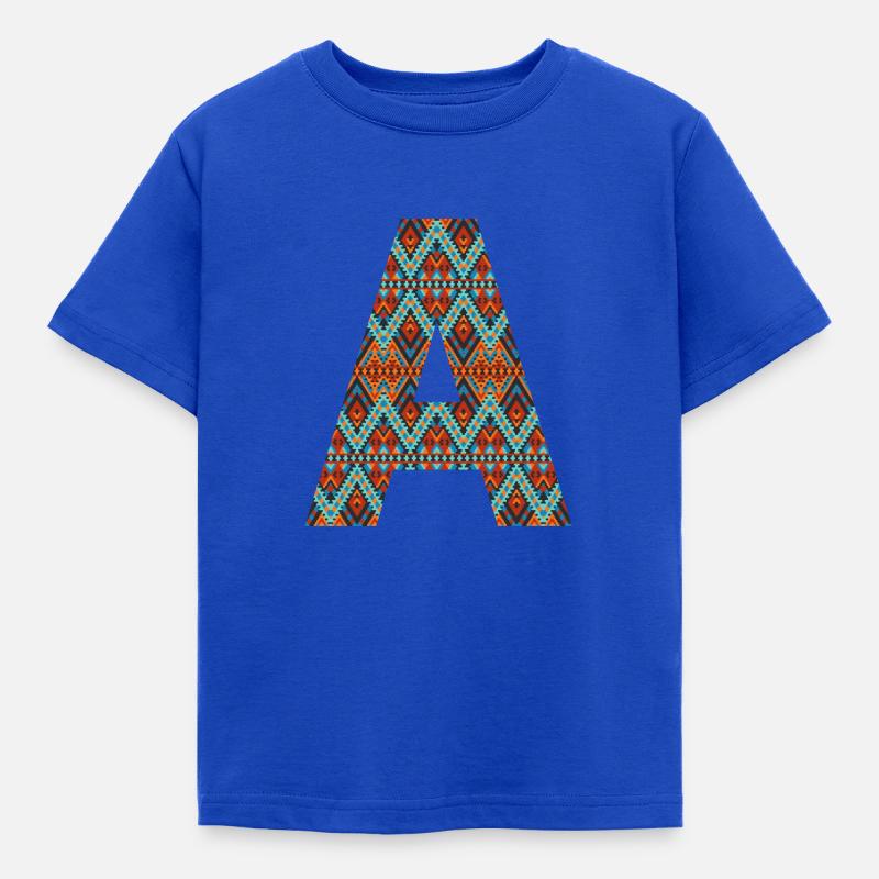 Lettera A- boho design - Maglietta per bambini - blu royal