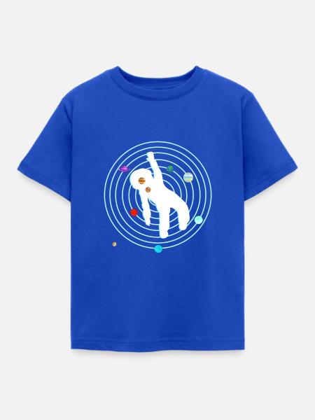 Astronaut im Sonnensystem - Kinder T-Shirt - Royalblau