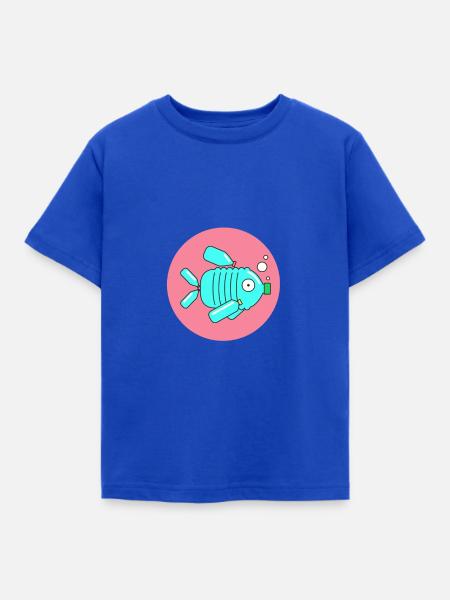 Fische Ocean Plastik - Kinder T-Shirt - Royalblau