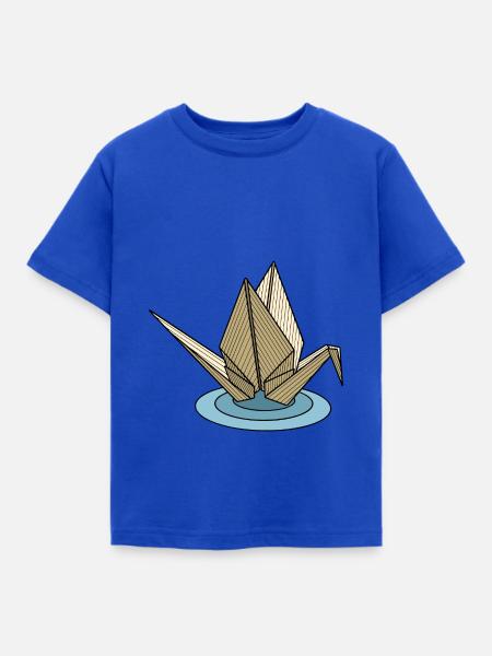 Der Kran im Teich - Kinder T-Shirt - Royalblau