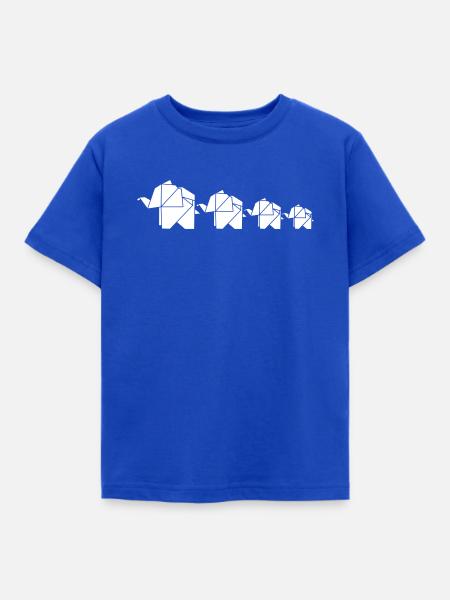 Origami Elefant Familie Familienshirt Partnerlook - Kinder T-Shirt - Royalblau