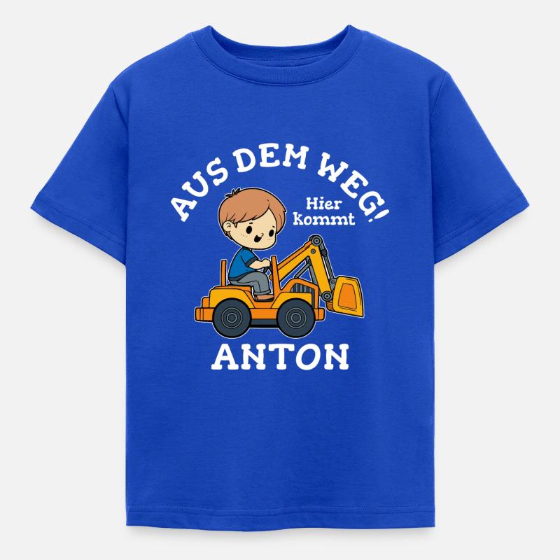 Anton Vorname Bagger - Kinder T-Shirt - Royalblau