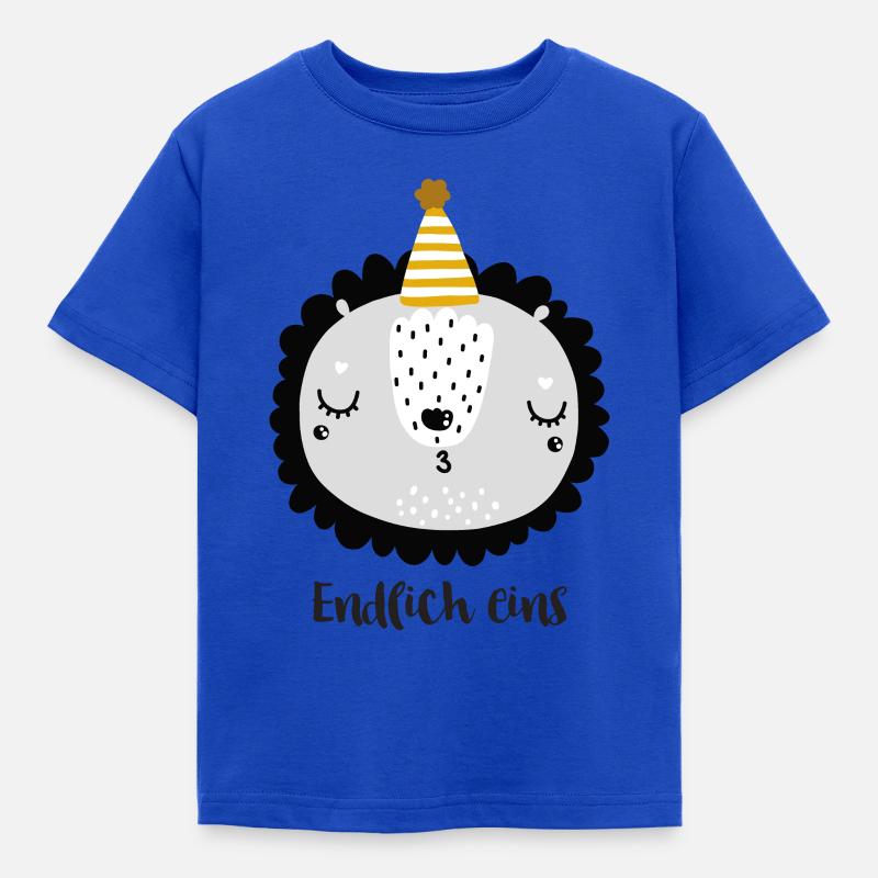 Endlich eins - Löwe mit Partyhut - Kinder T-Shirt - Royalblau