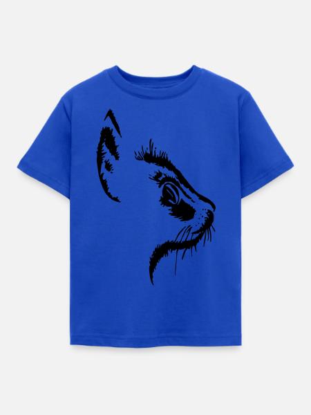 Katzenkopf 2- Katzengesicht - Kinder T-Shirt - Royalblau