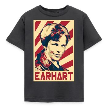 Amelia Earhart - Kinder T-Shirt - Dunkelgrau - Vorne - AI Model Kid Female (0cm)