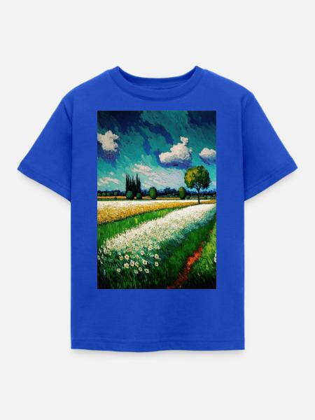 Blumenfeld - Kinder T-Shirt - Royalblau
