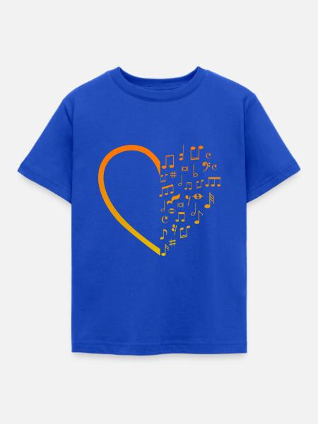 Heart Music Notes - Kinder T-Shirt - Royalblau