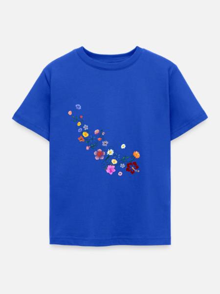 Sommerblumen - Kinder T-Shirt - Royalblau