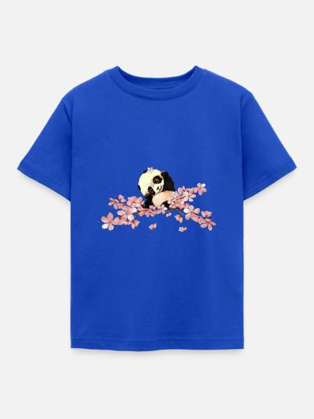 niedlicher Panda - Kinder T-Shirt - Royalblau