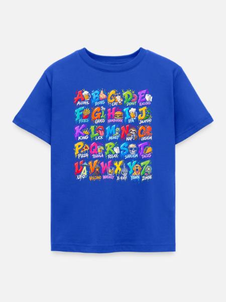 Graffiti Alphabet Farbexplosion - Kinder T-Shirt - Royalblau