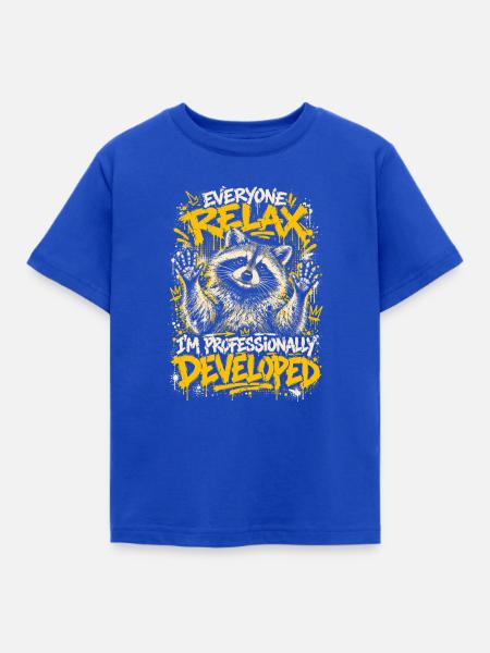 Raccoon Graffiti: Professionell entwickelt - Kinder T-Shirt - Royalblau