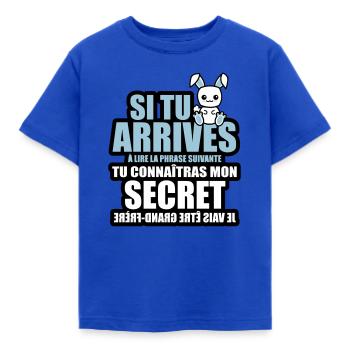 tu connaîtras mon secret je vais être grand-frère - T-shirt Enfant - bleu royal - Devant - AI Model Kid Female (0cm)