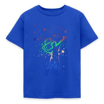 tennis,serve, watercolour, tennis player,colourful - Kids' T-Shirt - royal blue - Front - AI Model Kid Female (0cm)