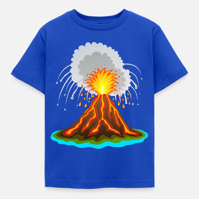 Vulkan, Vulkanausbuch, Lava, Magma,Vulkane vulcano - Kinder T-Shirt - Royalblau