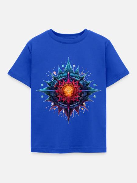 Bunte Blume oder Stern - Kinder T-Shirt - Royalblau