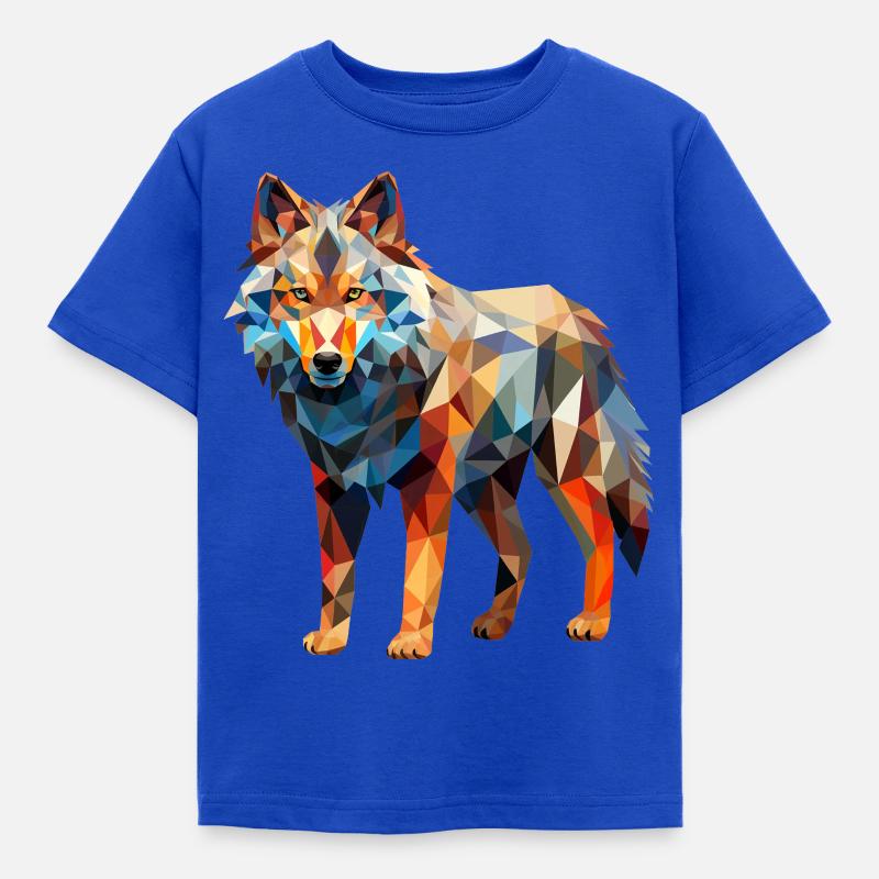 Disegno geometrico del lupo - Maglietta per bambini - blu royal