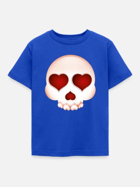 Smiley Skull with Hearts - Kinder T-Shirt - Royalblau