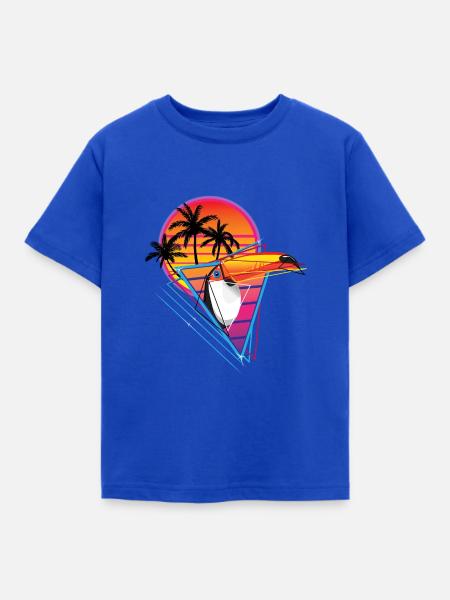 Retroneon Toucan - Kinder T-Shirt - Royalblau