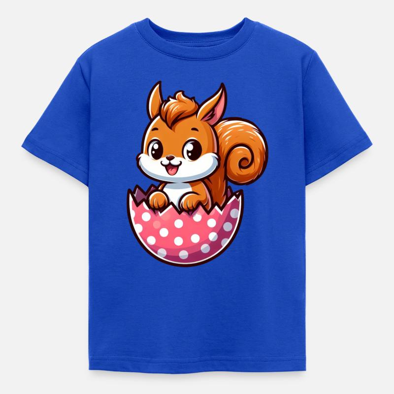Süßes Eichhörnchen mit Osterei Comic Design - Kinder T-Shirt - Royalblau