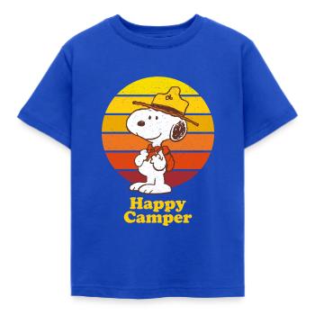 Peanuts Snoopy Happy Camper Camping - Maglietta per bambini - blu royal - Fronte - AI Model Kid Female (0cm)
