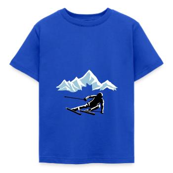 Skifahrer und Berge, skifahren - Kinder T-Shirt - Royalblau - Vorne - AI Model Kid Female (0cm)