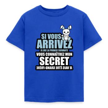 mon secret je vais être grand-frère - T-shirt Enfant - bleu royal - Devant - AI Model Kid Female (0cm)