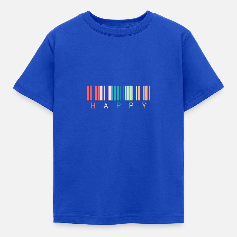 Strichcode "Happy" - Kinder T-Shirt - Royalblau