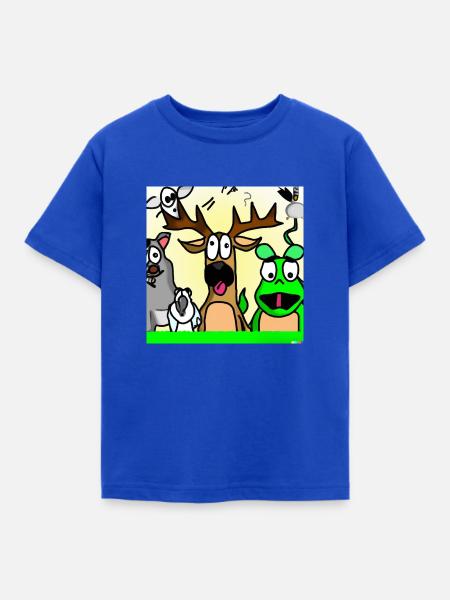 Crazy Amimals - Kinder T-Shirt - Royalblau