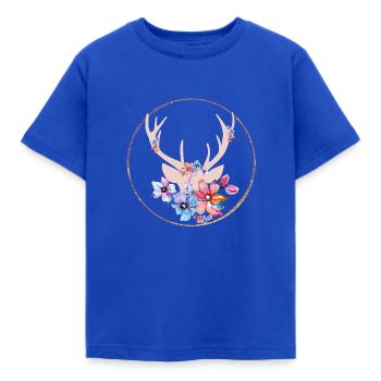 Antlers with flowers - Kids' T-Shirt - royal blue - Front - AI Model Kid Female (0cm)