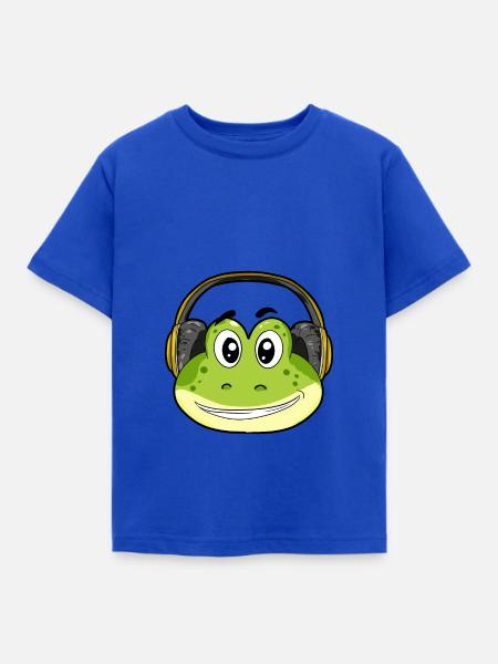 Frosch mit Kopfhörer - Kinder T-Shirt - Royalblau