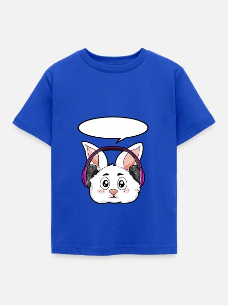 Hase mit Kopfhörer - Kinder T-Shirt - Royalblau