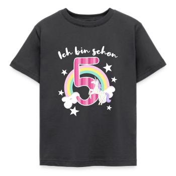 5th birthday five year old girl - Kids' T-Shirt - dark grey - Front - AI Model Kid Female (0cm)